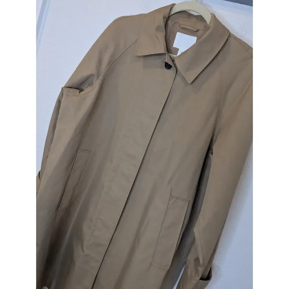 Excellent Condition H&M Women Long Button Down Trench Coat Size Medium Beige - Picture 3 of 7